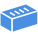 A blue block sitting on top of a green background.