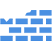 A brick wall with blue bricks on it