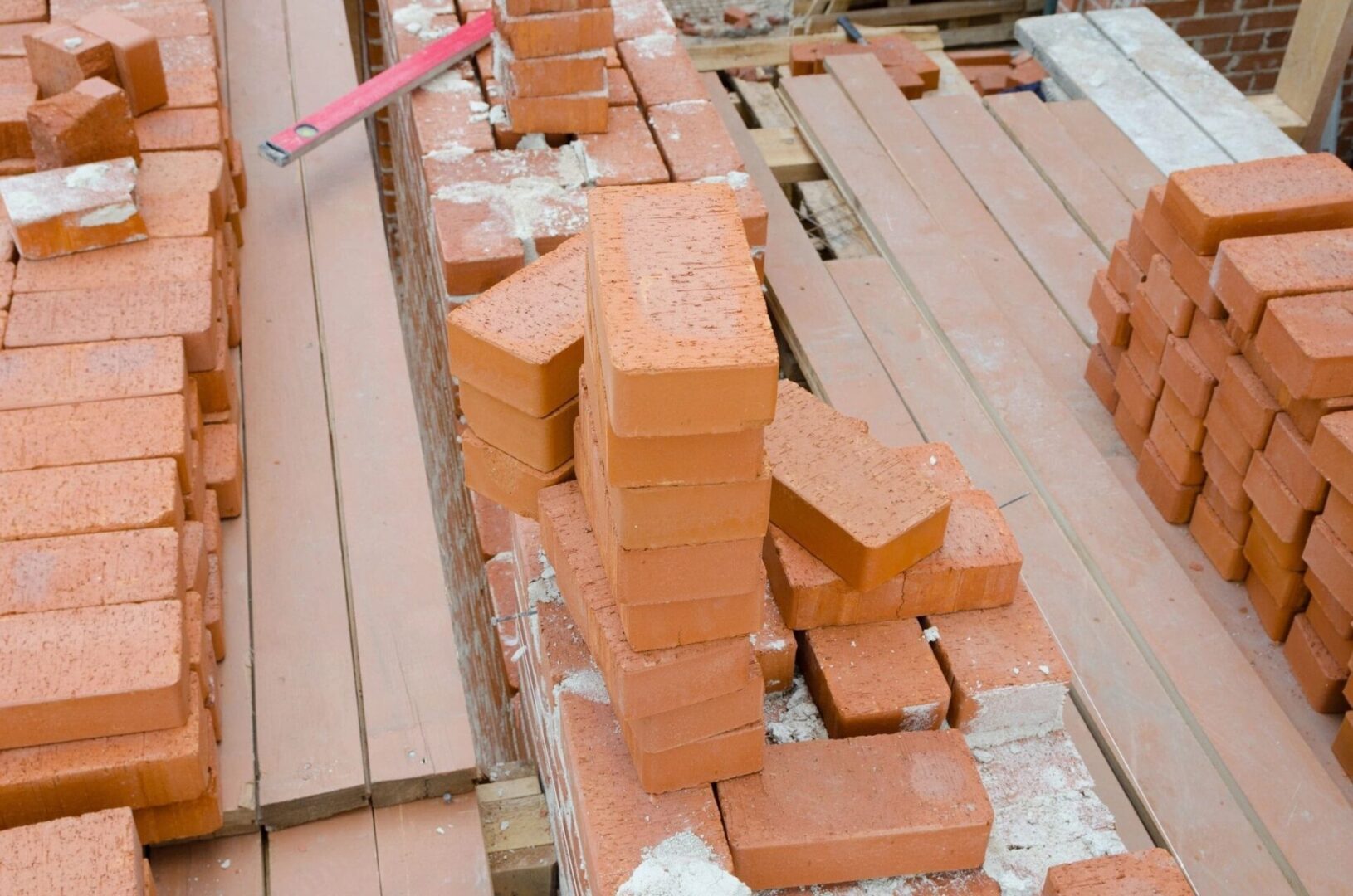 A pile of bricks on top of each other.